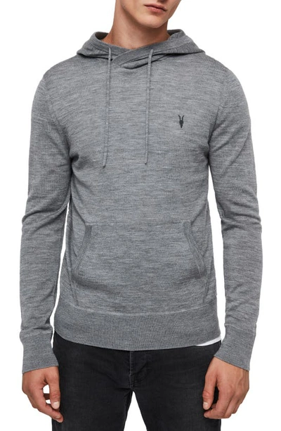 Shop Allsaints Mode Merino Wool Hoodie In Grey Marl