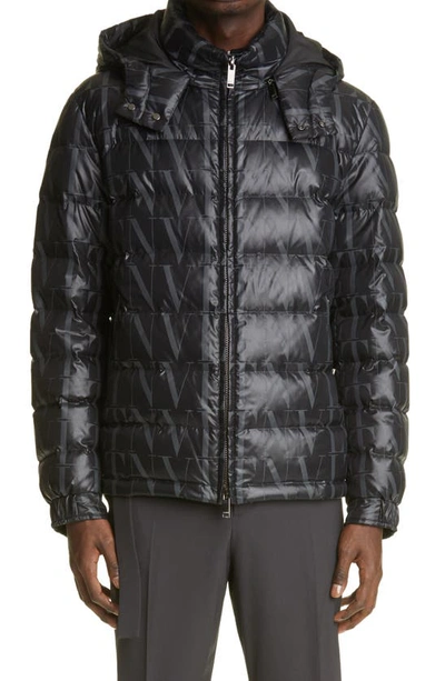 Shop Valentino Puffer Coat In Black