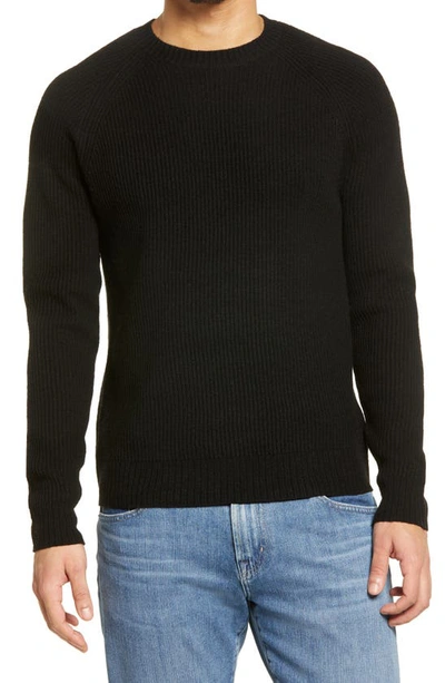 Shop Schott Ribbed Wool Blend Sweater In Black