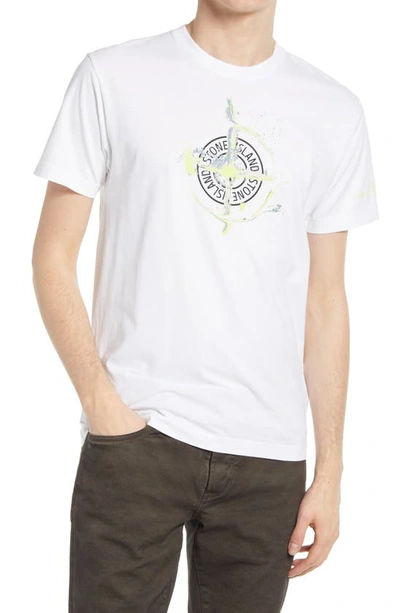Shop Stone Island Paint Logo Graphic Tee In White
