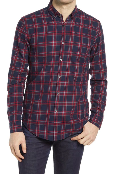 Hugo Boss Rikard Slim Fit Plaid Flannel Button-down Shirt In Dark Red |  ModeSens
