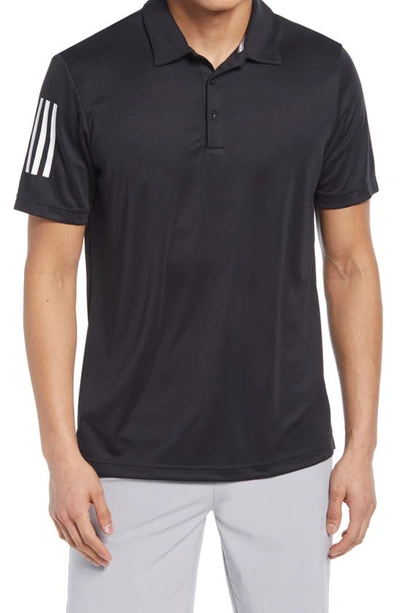 Shop Adidas Golf 3-stripes Polo In Black/ White