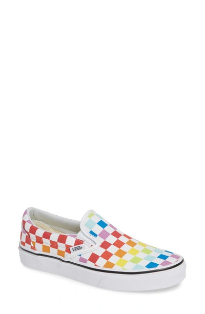 Shop Vans 'classic' Slip-on In Rainbow/ True White