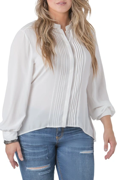 Shop Standards & Practices Trisha Tuxedo Front Chiffon Blouse In White