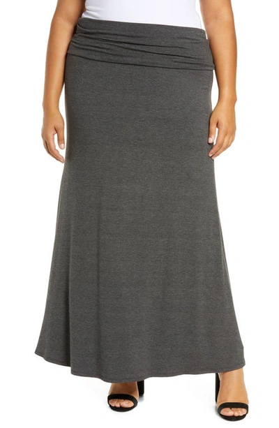 Loveappella Fold Over Maxi Skirt In Charcoal | ModeSens