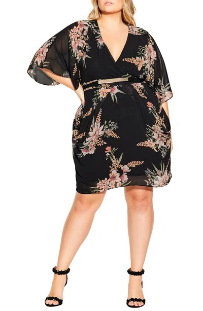Shop City Chic Floral Print Faux Wrap Dress In Gypsy Floral