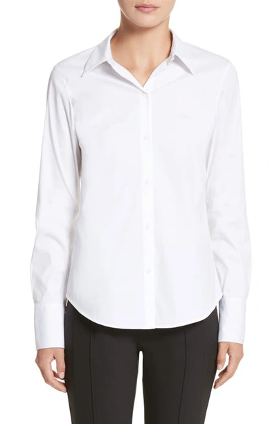 Shop Lafayette 148 Linley Stretch Cotton Blouse In White