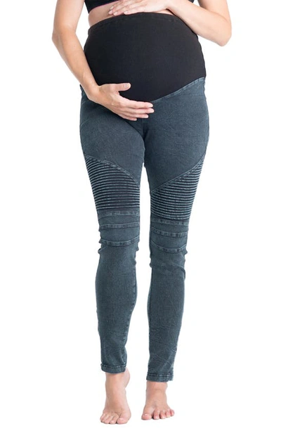 Shop Preggo Leggings Moto Maternity Leggings In Billie Jean/ Denim