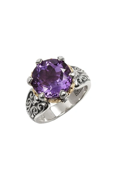 Shop Konstantino Hermione Two-tone Stone Ring In Silver/ Amethyst