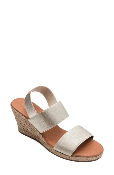 Shop Andre Assous Allison Wedge Sandal In Platino