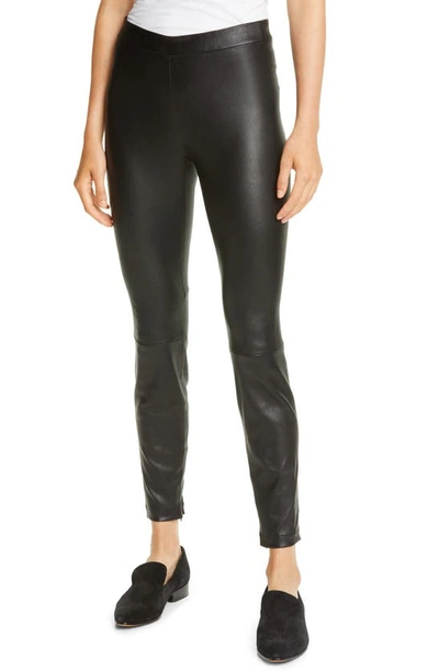 Shop Vince Leather Zip Leggings In Black