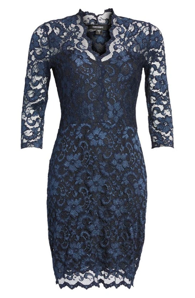 Shop Karen Kane Scalloped Lace Cocktail Dress In Navy