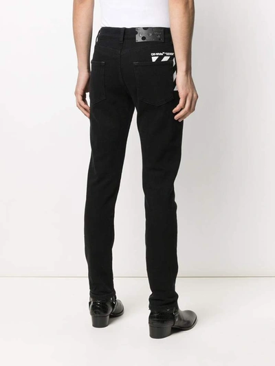 Diagonal Stripe Slim-fit Jeans In Black