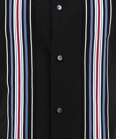 Stüssy Striped Knit Panel Short Sleeve Shirt In Black