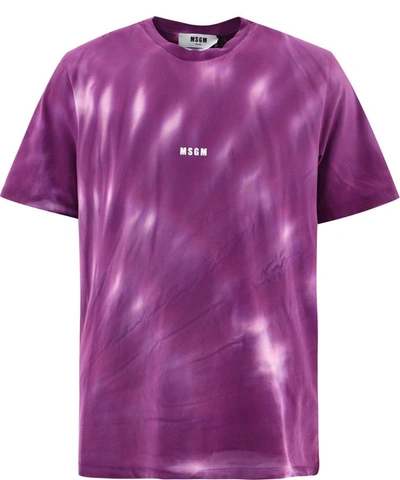 Shop Msgm Tie-dye T-shirt In Purple