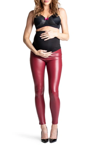 Shop Preggo Leggings Popstar Mamacita Maternity Leggings In Red