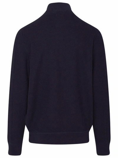 Shop Polo Ralph Lauren Blue Zip Sweater In Navy