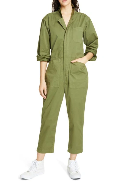Shop Alex Mill Stretch Cotton Jumpsuit In Army Green