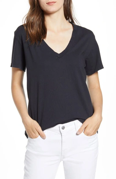 Shop Current Elliott The Perfect V-neck Tee In Caviar