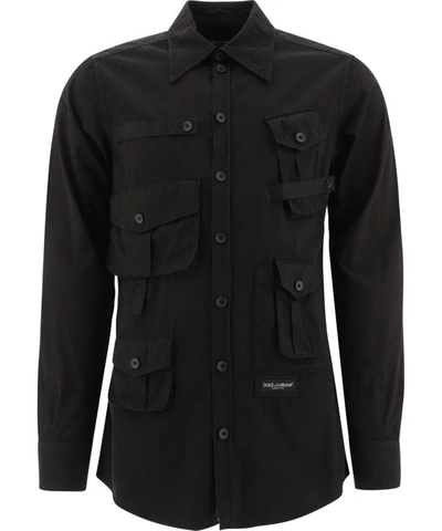 Shop Dolce & Gabbana Multi-pocket Shirt In Black  