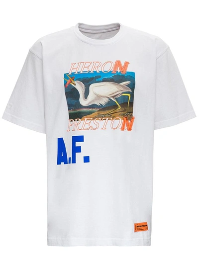 Shop Heron Preston Jersey T-shirt With Print In White