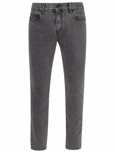 Shop Off-white Jeans Diag Pocket Grigio In Grey