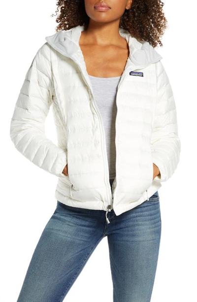 Shop Patagonia Quilted Water Resistant Down Coat In Birch White