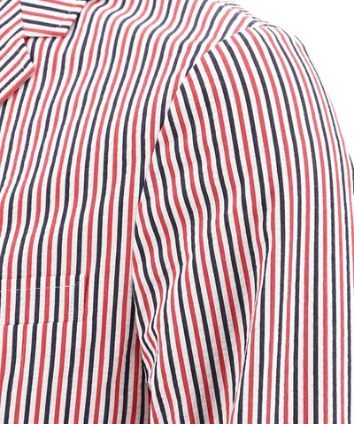 Shop Thom Browne "unconstructed" Striped Blazer In Red