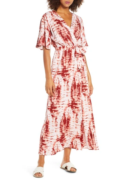 Shop Fraiche By J Tie Dye Faux Wrap Maxi Dress In Rust