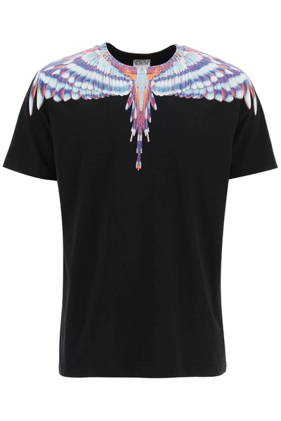 Shop Marcelo Burlon County Of Milan Marcelo Burlon Birds Wings Print T-shirt In Black Light Blue