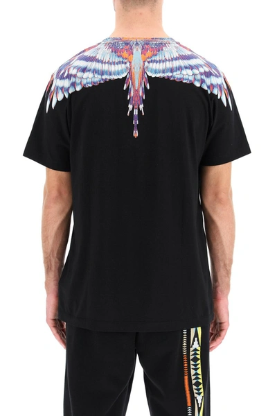 Shop Marcelo Burlon County Of Milan Marcelo Burlon Birds Wings Print T-shirt In Black Light Blue