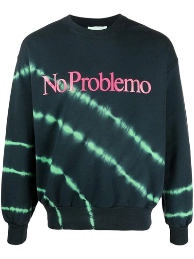 Shop Aries Jersey Sweatshirt With "no Problemo" Print In Black