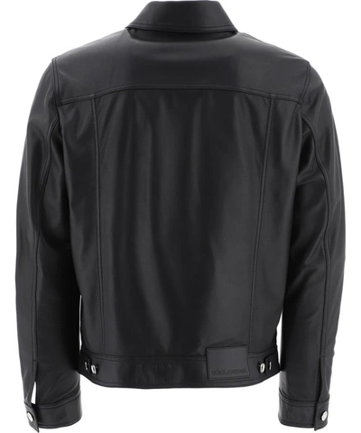 Shop Dolce & Gabbana Classic Leather Jacket In Black  