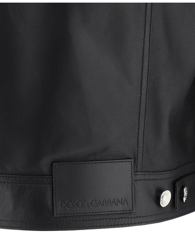 Shop Dolce & Gabbana Classic Leather Jacket In Black  
