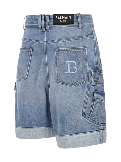 Shop Balmain Shorts Blue