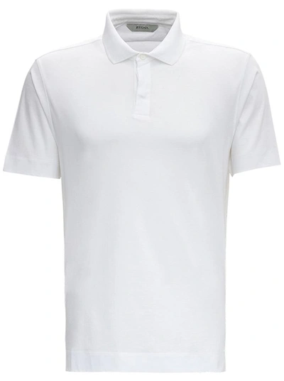 Shop Z Zegna White Basic Cotton Polo Shirt