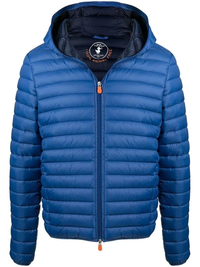 Shop Save The Duck Donald Ecological Down Jacket In Blue Nylon