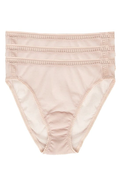 Shop On Gossamer 3-pack Mesh High Cut Briefs In Champagne