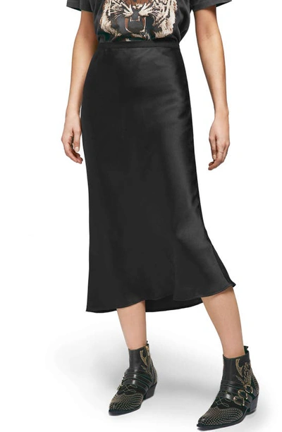 Shop Anine Bing Bar Silk Midi Skirt In Black