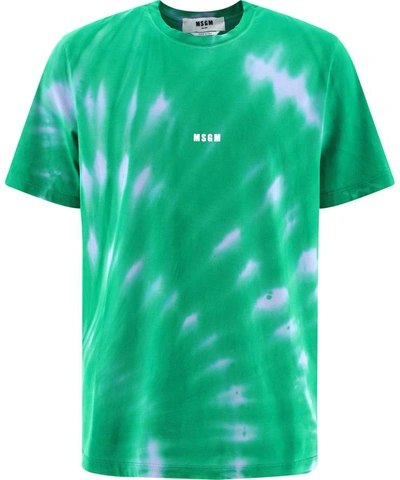 Shop Msgm Tie-dye T-shirt In Green