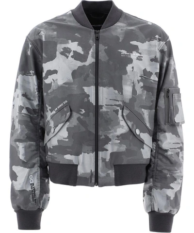 Shop Dolce & Gabbana Reflective Camouflage Bomber Jacket In Grey