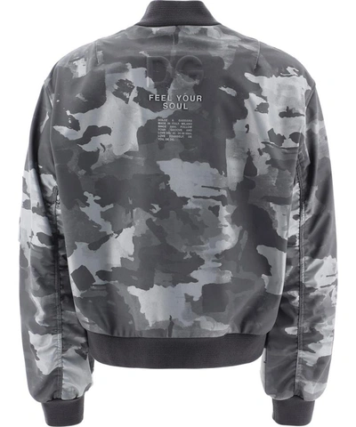 Shop Dolce & Gabbana Reflective Camouflage Bomber Jacket In Grey