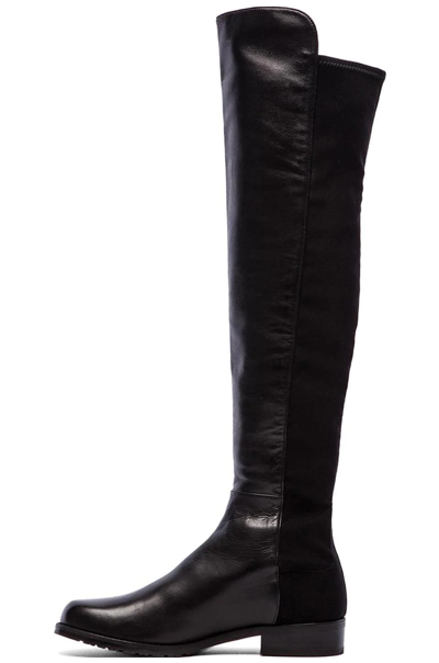 Shop Stuart Weitzman 5050 Stretch Leather Boot In Black