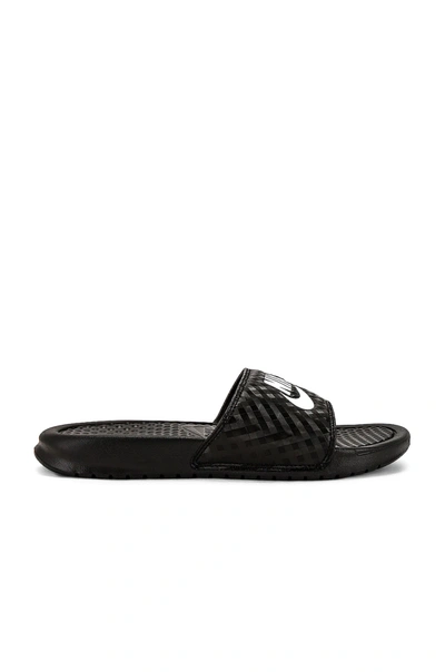 Shop Nike Benassi Jdi Slides In Black & White