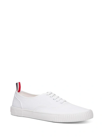 Shop Thom Browne White Cotton Canvas Heritage Sneakers