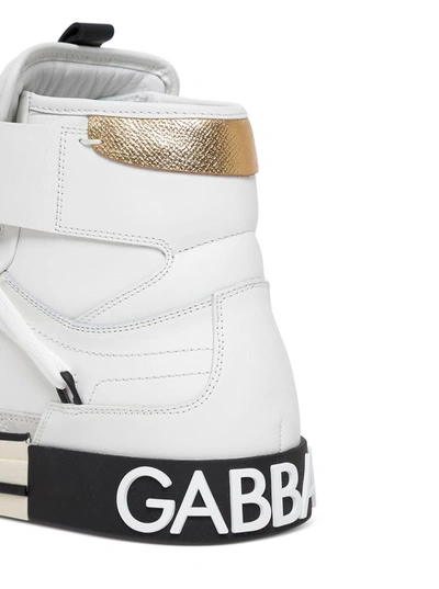 Shop Dolce E Gabbana Custom 2zero Leather High Top Sneakers In White