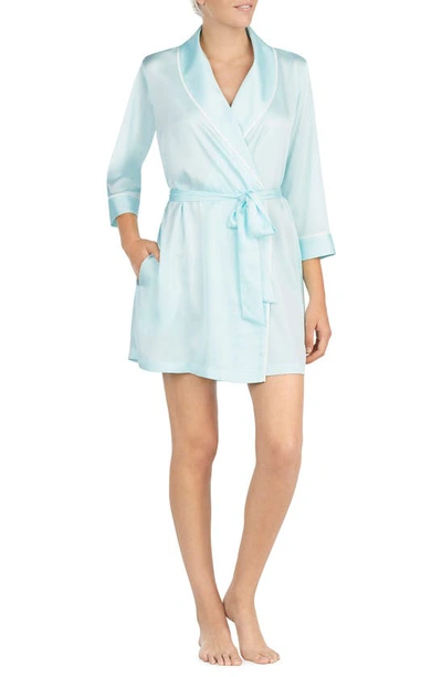 Shop Kate Spade Happily Ever After Charmeuse Short Robe In Air