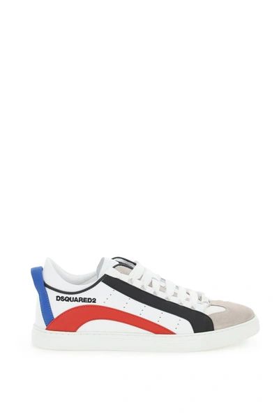 Shop Dsquared2 551 Lace-up Sneakers With Logo In Bianco Rosso