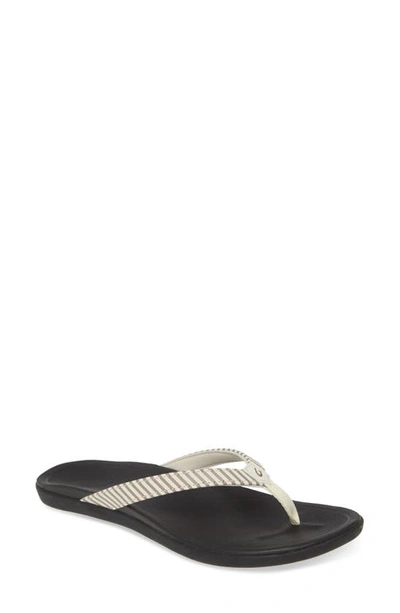 Shop Olukai Ho Opio Flip Flop In Bone/ Stripe