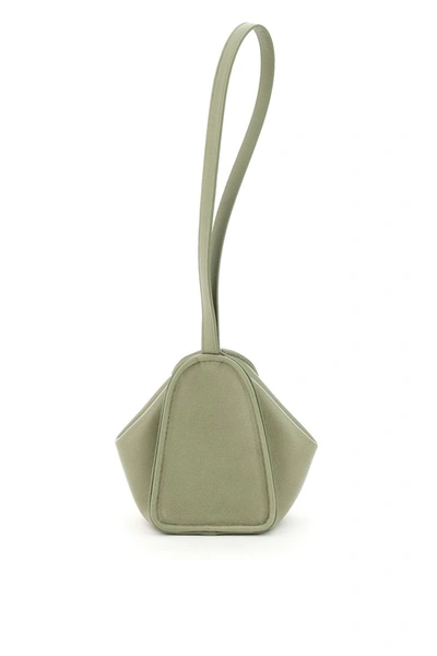 Shop Lemaire Leather Bucket Purse In Sage